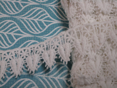 3 yards in 3/4'' width in white color crochet cotton with heart pattern trim