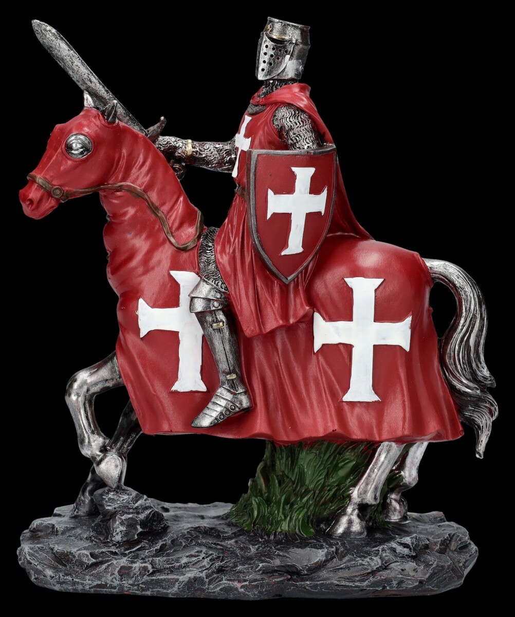 Knight Figure - Crusader on Horse Red - Medieval Rider Decor Party