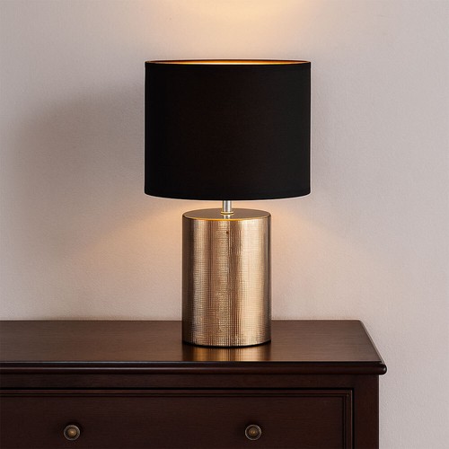 Lampada da Tavolo Lampada da Comodino Scrivania Ceramica Tessuto Bronzo H 43 CM