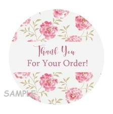 30 FLORAL THANK YOU FOR YOUR ORDER ENVELOPE SEALS LABELS STICKERS 1.5" ROUND
