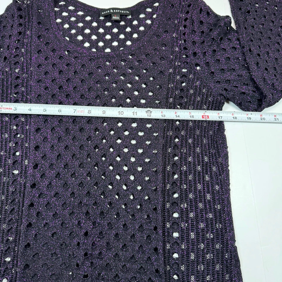 Rock & Republic Mujer Púrpura Hueco Western Manga Larga Talla Grande Foto 3 de 4