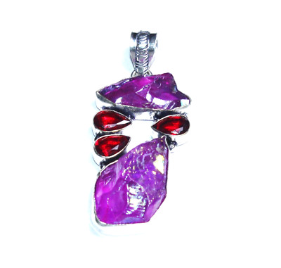 Sun Shine Druzy Garnet Gemstone Handmade Fashion Jewelry Pendant S 2.7 ''  D1983