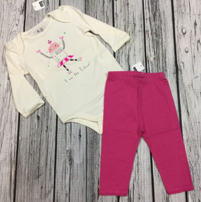 Baby Gap Girls 6-12 Months Outfit. Robot Girl Shirt & Pink Legging Pants. Nwt