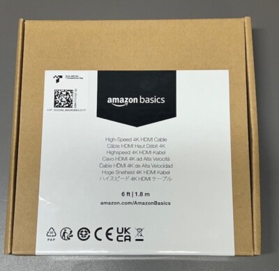 Amazon Basics High-Speed 4K HDMI 6 ft. Cable for High-quality Audio/Video