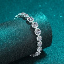 6.5mm Round Cut VVS1 Moissanite Women Tennis Chain Bracelet 925 Sterling Silver