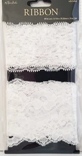 The Paper Studio RIBBON White Lace Trim 2 pk - 1 yd (each)