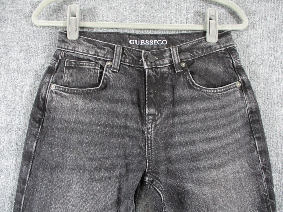Jeans Guess Eco Niños 14 Negro Mini Me Cónico Relajado Elastizado Denim Desteñido 27x30 Foto 4 de 4