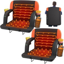 25" 2pcs Dual-Sided Heated Stadium Seats for Bleachers with Back Support, 3 L...