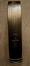 NWOT XL 42" Black Celtic Tooled Quality Hide Leather Kilt Belt Made In UK NEW