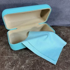 Tiffany Co Sunglasses Case Eyeglasses Box XL w/ Cleaning Cloth Teal See Desc