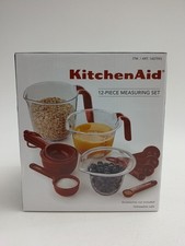 KitchenAid 12 Piece Measuring Set Cups Spoons Set Red and Clear NEW