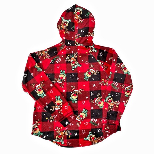 No Boundaries Christmas Hoodie Pullover Girl’s XL 16-18 Red Holiday Rudolph Soft - Picture 2 of 6