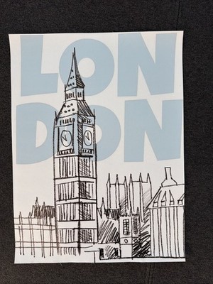 Poster Leinwand London Bin Ben 30x40 cm Hellblau Schwarz Weiß