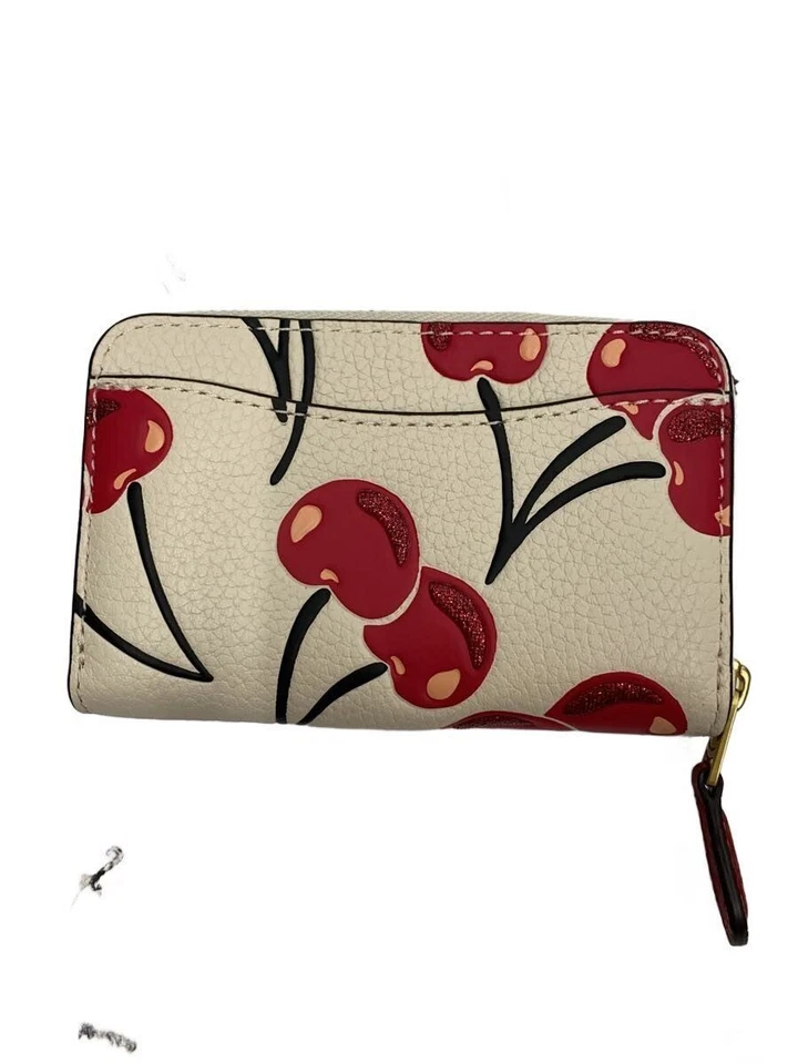 Estuche para tarjetas Coach CZ117 para mujer de cuero color crema patrón completo usado Foto 2 de 4