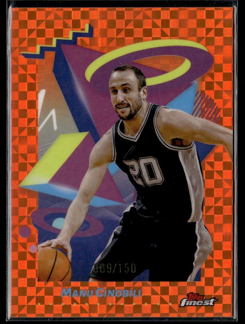 2024-25 Topps Finest #288 Manu Ginobili Orange Checkerboard #'d/150