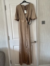 Six stories Champagne Satin Bridesmaid Dress