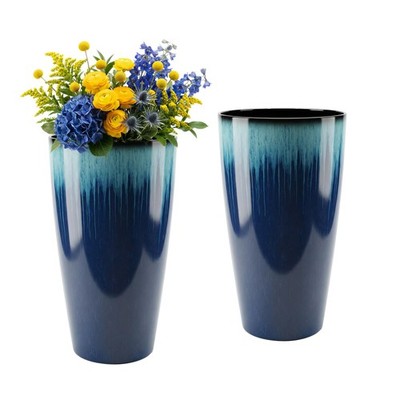 21 inch Tall Planter, Set of 2 Tall Planters for Outdoor & Indoor Plants, Lar...