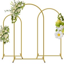 Metal Arch Backdrop Stand, Set of 3 6/6.6/7.2 ft Wedding Arched Frame with 12