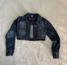 C'est Toi Premium Cropped Jean Jacket - Womens Sz Small Jewels