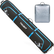 Rolling Ski Bag and Ski Boot Bag Combo - Fully Padded Snowboard Bag with Wheels