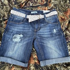 Mudd Girls Bermuda Dark Wash Denim Blue Jean Shorts Size 12