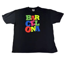 JHK Shirt Mens 2XL Black Barcelona Graphic Tee T-Shirt 100% Cotton Short Sleeve