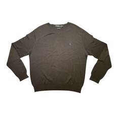 Polo by Ralph Lauren 100 Pima Cotton V-Neck Sweater Brown Size Large