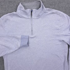 Brooks Brothers Sweatshirt Mens Large Blue 1/4 Zip Mock Neck Pullover Cotton