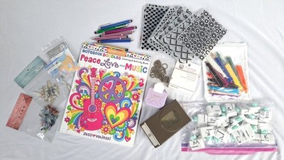 Crafting lot -Coloring book, stickers, mason jar and paper corner punch and more