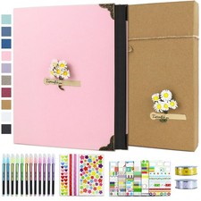 Vienrose DIY Scrapbook Photo Album Kit 60 Pages Hardcover, Pens, Tapes Sticker