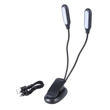 USB Charging LED Clip Lamp Reading Light Study Lamp with Two Gooseneck 10 Bright