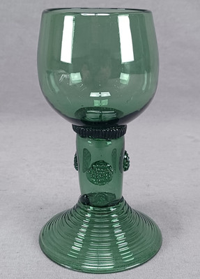 18th Century British Blown Green Flint Glass Wine Roemer Circa 1770s B