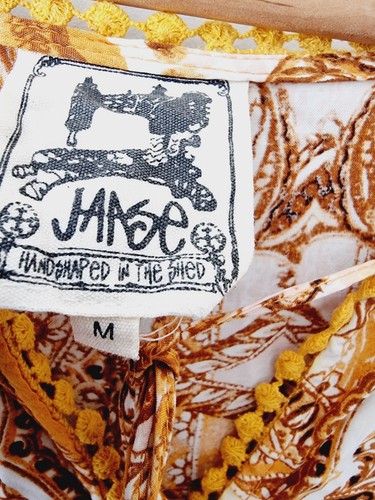 JAASE Mustard Paisley Print Balloon Sleeve Boho Blouse Top SIZE MEDIUM - Picture 2 of 7
