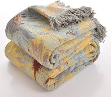 Boho Cotton Throw Blankets for Bed Couch, 100 Soft Cozy Cotton Blanket Rustic