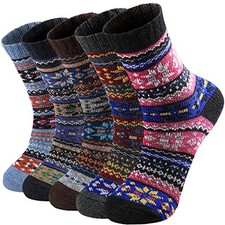 Pleneal Wool Socks for Women - Womens Wool One Size 5 Pairs Dark Octagon, 6-10