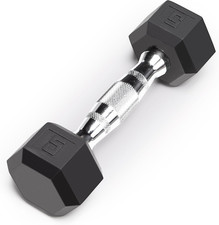 Classic Rubber Hex Dumbbell with Knurled Grip for Strength Training and Bodybuil