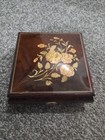 Vintage Reuge Swiss Music Box Inlaid floral wood jewelry case wood Edelweiss — photo 1