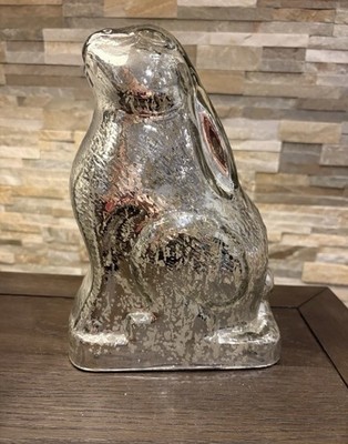 Providence Silver Glossy Ceramic Easter Rabbit Figurine 10 in Freestanding