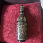 peacock design bottle cover case. Hand Etched brass decorative ornate 12” — photo 1