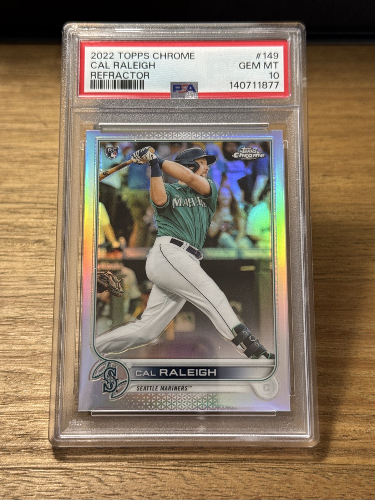 2022 Topps Chrome Cal Raleigh #149 Refractor (RC) PSA 10 Rookie Card Mariners