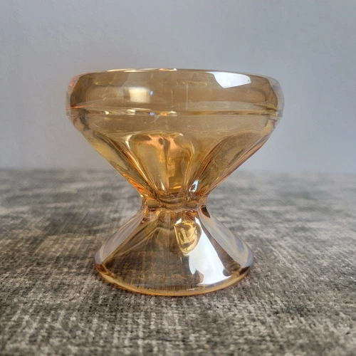 Vintage Jeanette Footed Dessert Cup - Marigold Glass Flower Design - Rare