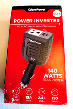 CYBER POWER Power Inverter Black 140 Watts DC to AC New in the Box