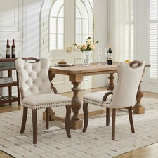 Elegant Velvet Dining Chairs Set of 2 , Beige