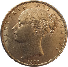 1871 Queen Victoria Shield Reverse Sovereign - Die #48