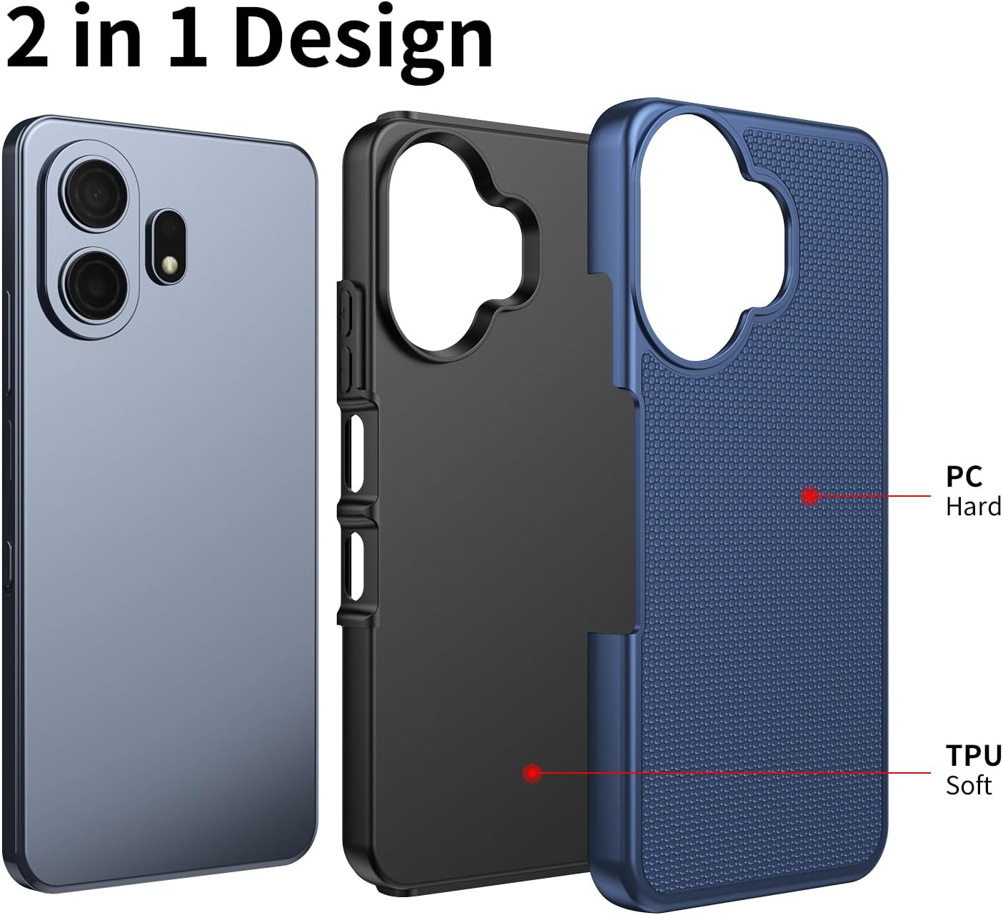 For TCL NXTPAPER 70 Pro 5G Phone Case with Screen Protector Blue ...