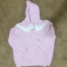 NWT Womens NSW Nike Pink Swoosh Oversized Fleece Hoodie Size Medium FJ8572-695