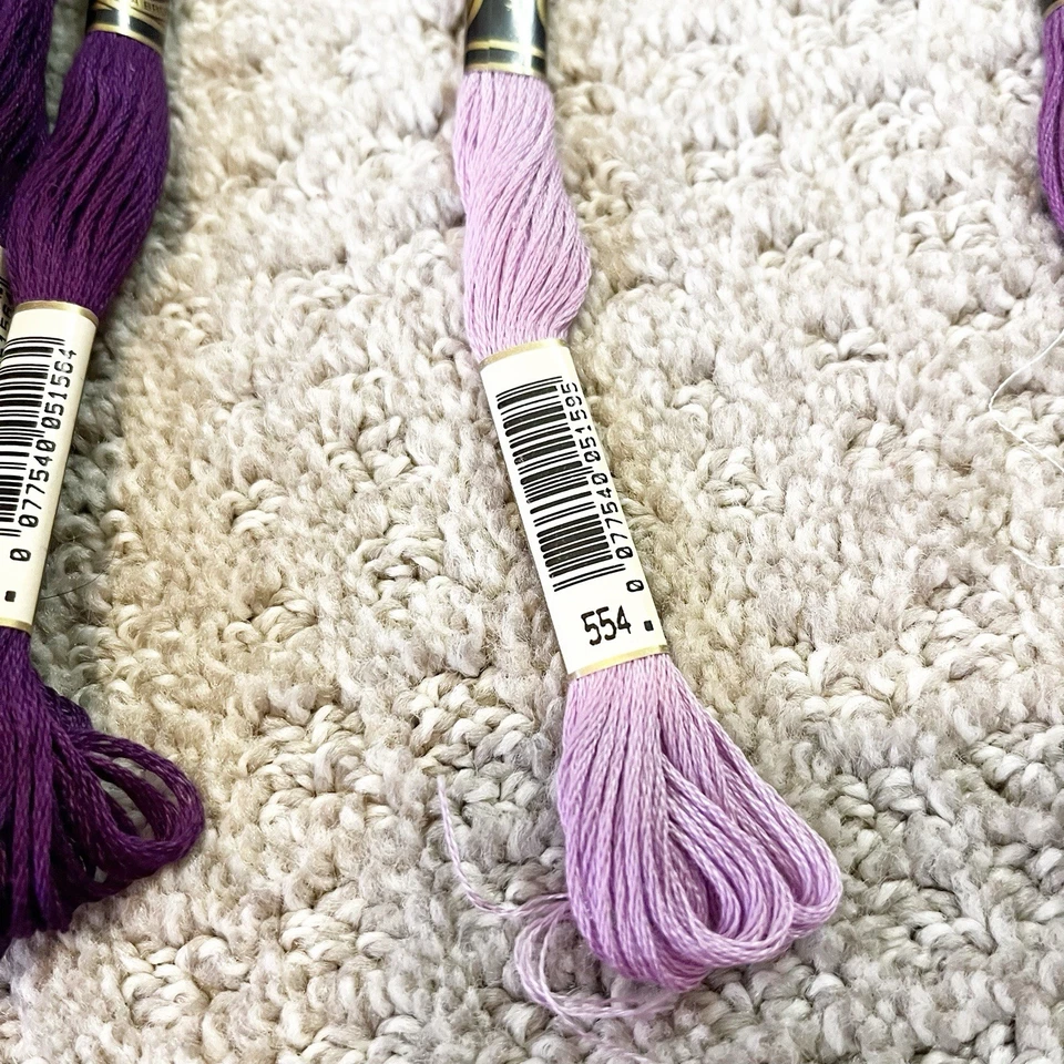 DMC Coats Floss Thread Cotton Skeins Mixed Purple 550 552 554 Light Dark Lot 15x - Image 3 of 4
