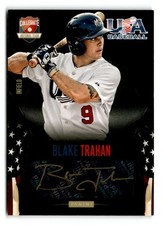 2014 Blake Trahan Panini USA Baseball Rookie Gold Auto 16/49 - Cincinnati Reds