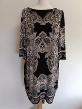 Wallis Petite Paisley Shift Dress UK 18 Grey Black Work Smart Casual Everyday