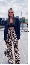 Zara SATIN New Pants Animal Print Women's Size M Whit Defects